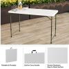 Adjustable Folding Table - Portable 4-Foot Plastic Utility Tabletop with 2 Height Settings - Indoor and Outdoor Seating by Lavish Home (White) view 4