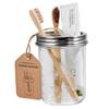 Amolliar Mason Jar Bathroom Accessories Set(4 Pack) - Lotion Soap Dispenser&Qtip Holder Set&Toothbrush Holder-Rustic Farmhouse Decor Apothecary Jar Bathroom Countertop,Vanity Organize (Brushed Nickel) view 4