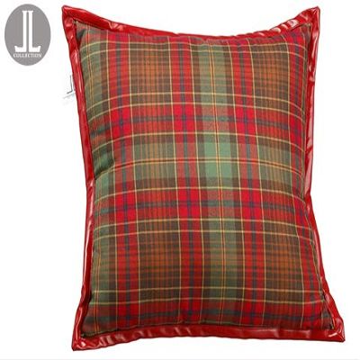 16"Wx16"L Plaid Pillow Red Green (pack of 6)