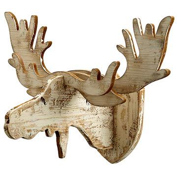 Arcadia Silk Plantation 23" Moose Head Wall Decor Whitewashed