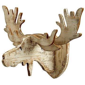 Arcadia Silk Plantation 23" Moose Head Wall Decor Whitewashed