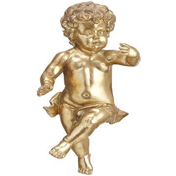 Arcadia Silk Plantation 13" Cherub Wall Decor Antique Gold (Pack of 4)
