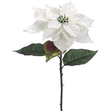 28" Glittered Velvet Poinsettia Spray (pack of 12)