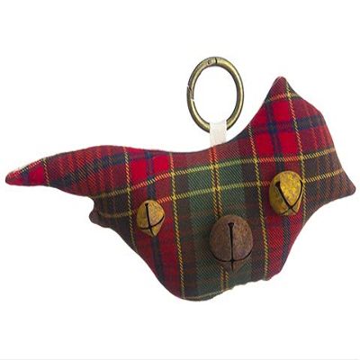 9" Plaid Cardinal Doorknob Hanger With Bells Red Green (pack of 6)