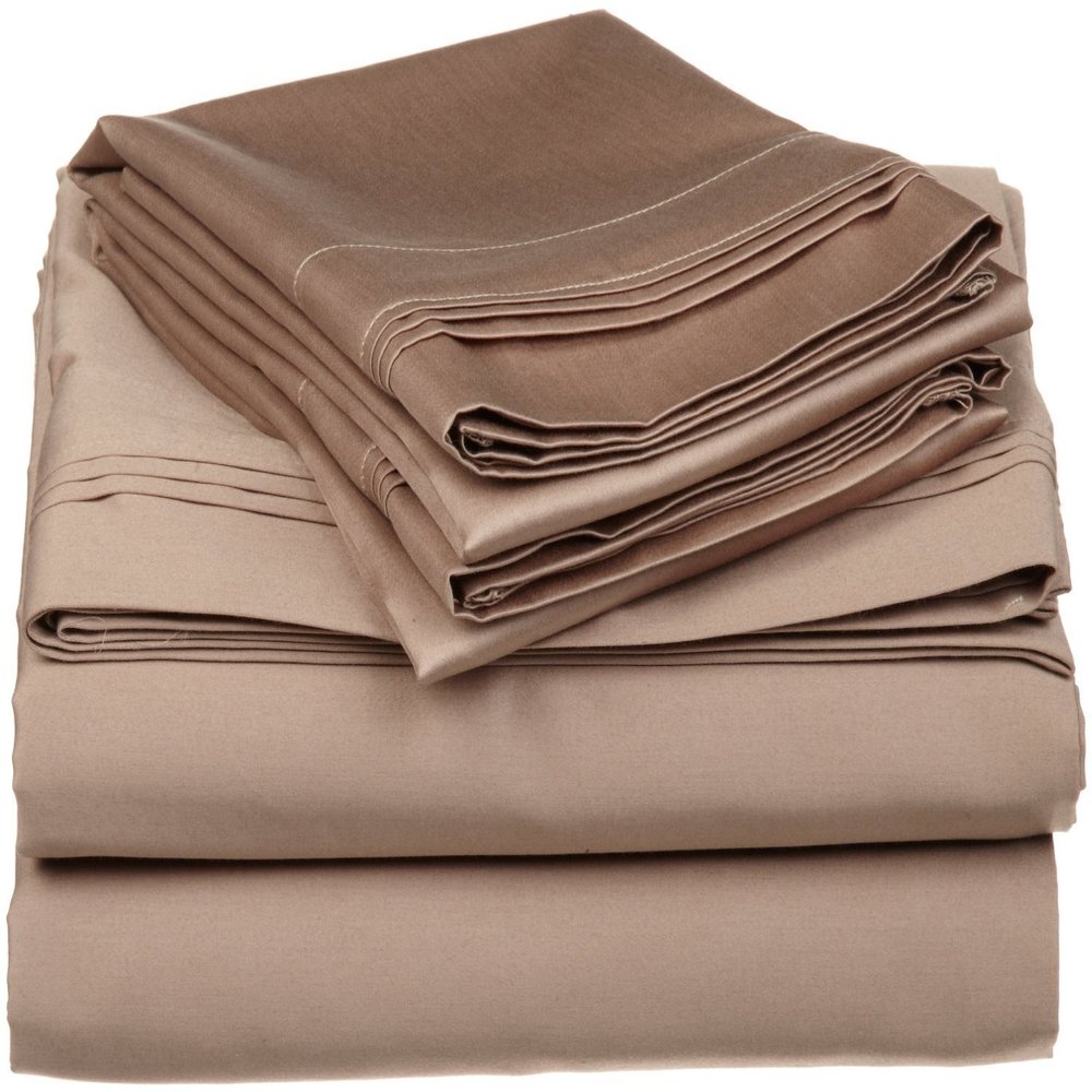 American Linen Adjustable California King Bed Sheets 5PCs Taupe Solid -100% Egyptian Cotton 18 Inches Deep Pocket (Split-California King)