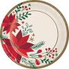 Baxter Distributing Winter Season Christmas Party Decorations, Modern Poinsettia Printed 10 Inch Round Paper Plates, Box of 96 view 1