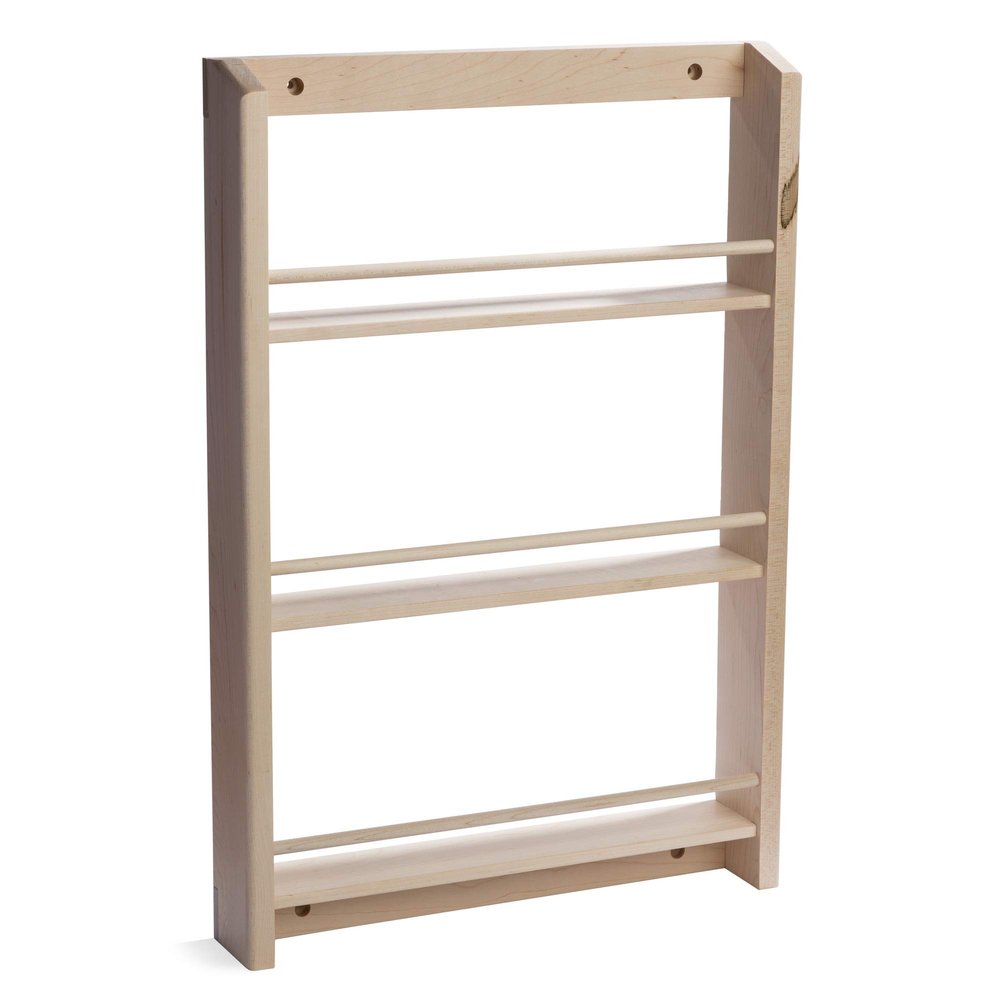 Heirloom Products Wood Spice Rack Wall Mount Made in USA Solid Walnut, Oak, or Maple Wood (24x16, Maple)