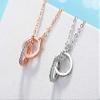 Bansriracha925 Sterling Silver Double Circle CZ Zirconia Necklaces & Pendants for Women Gift kolye Choker collares (Rose Gold) view 2