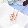 Bansriracha925 Sterling Silver Double Circle CZ Zirconia Necklaces & Pendants for Women Gift kolye Choker collares (Rose Gold) view 3