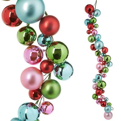 RAZ Imports - 4' Multi Color Christmas Ornament Ball Garland for Christmas Trees or Staircase 