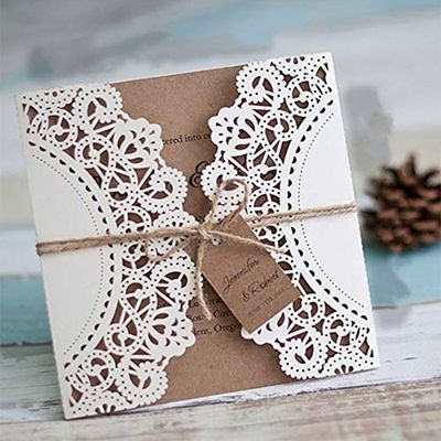 Greeting Cards 50pcs Laser Cut Wedding Invitations Vintage Wedding Bridal Shower Gift Greeting Card Party Supplies Decor