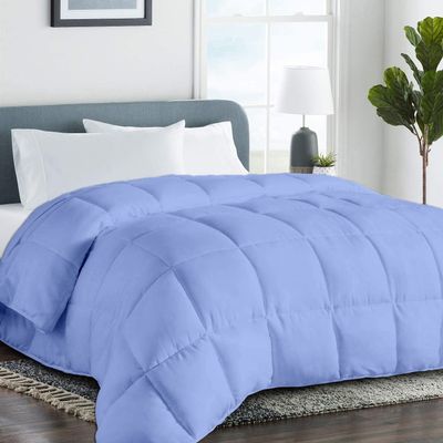 Saferay Green Bedding Quilted Comforter - 1 Piece Down Alternative Bed Comforter Duvet Insert with Corner Tabs, All Season, Breathable, Soft, Lightweight, Grand King Size, 106"x 106" - Light Blue