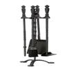Dagan Five Piece Wrought Iron Fireplace Tool Set - 21.75 Inch Tall, Black-Finished Fireplace Tools with Stand, Brush, Fire Poker, Ash Shovel and Scraper (DG-1105) view 1