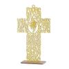 12 Glitter Cross Lady Guadalupe Jesus Guardian JHS Cup Virgin Mary Angel Wood with Stand Laser Cutout Baptism Centerpiece First Communion Quinceaera Party Favors Decor Christening (Jesus Gold) view 1