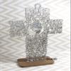 12 Glitter Cross Lady Guadalupe Jesus Guardian JHS Cup Virgin Mary Angel Wood with Stand Laser Cutout Baptism Centerpiece First Communion Quinceaera Party Favors Decor Christening (Jesus Silver) view 1
