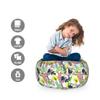 Ambesonne Funny Sloth Storage Toy Bag Chair, Repetitive Monstera and Tropical Leaves with Lazy Animal Hanging on Branches, Stuffed Animal Organizer Washable Bag, Small Size, Green White view 2