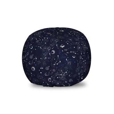 Ambesonne Blue Sky Storage Toy Bag Chair, Repeating Stars Constellation Galaxy Science Outer Space Print, Stuffed Animal Organizer Washable Bag, Small Size, Night Blue