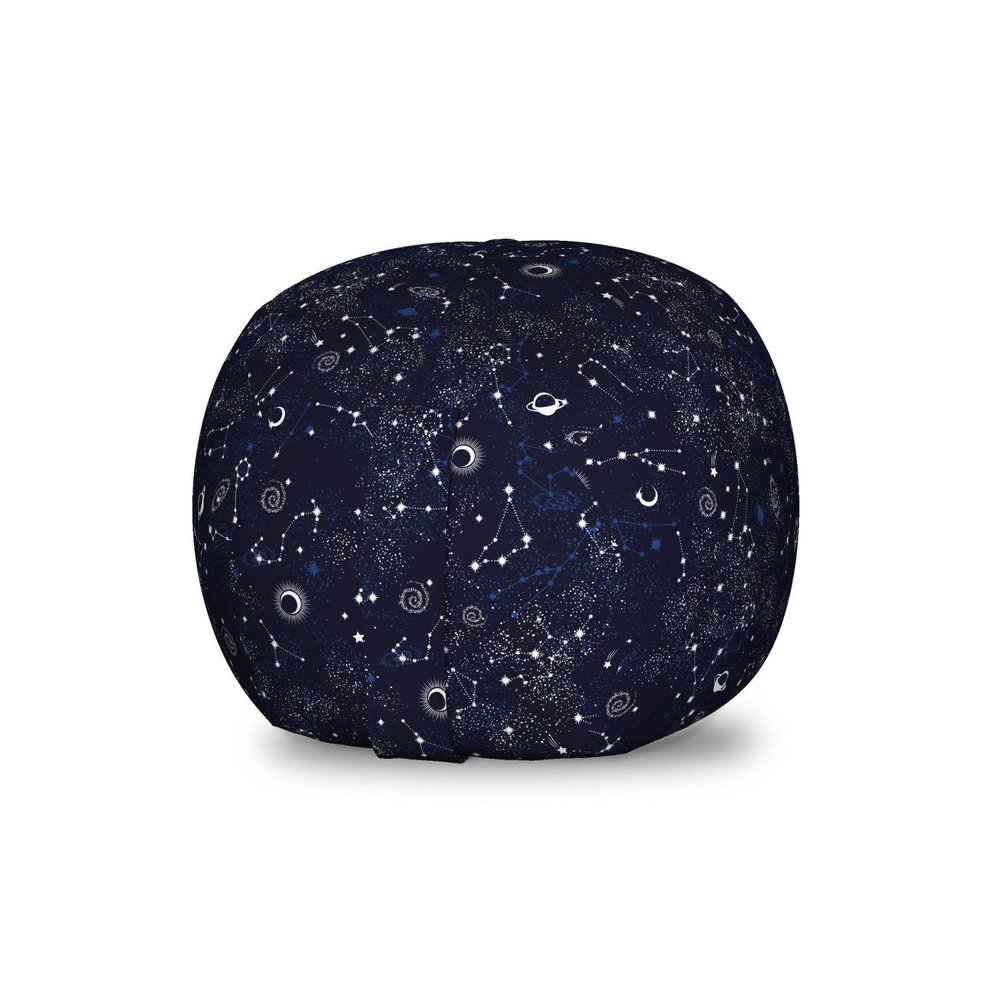Ambesonne Blue Sky Storage Toy Bag Chair, Repeating Stars Constellation Galaxy Science Outer Space Print, Stuffed Animal Organizer Washable Bag, Small Size, Night Blue