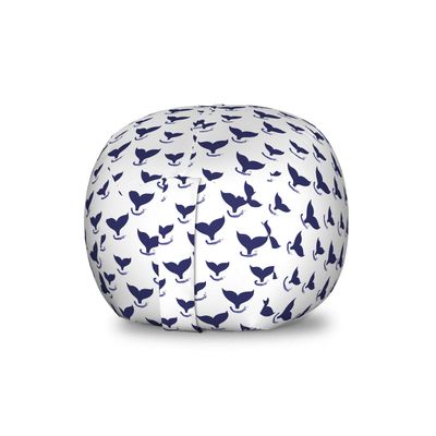 Ambesonne Whales Storage Toy Bag Chair, Repeating Monochrome Pattern of Fish Tails Underwater Grunge Drawn Brushstrokes, Stuffed Animal Organizer Washable Bag, Small Size, White Indigo