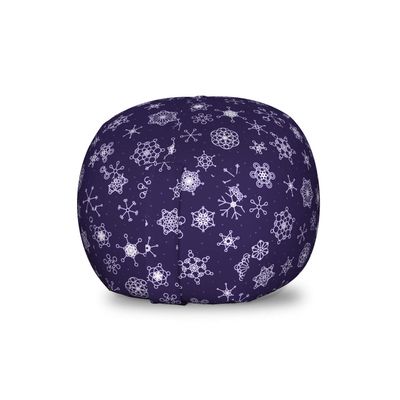 Ambesonne Snowflake Storage Toy Bag Chair, Pattern of Continuous Purple Toned Monochrome Modern Motifs Winter, Stuffed Animal Organizer Washable Bag, Small Size, Indigo Purple