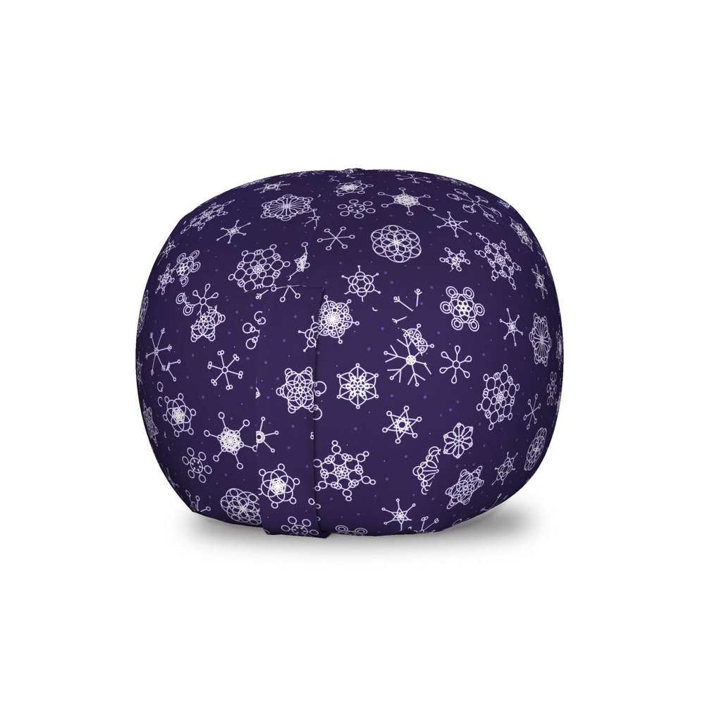 Ambesonne Snowflake Storage Toy Bag Chair, Pattern of Continuous Purple Toned Monochrome Modern Motifs Winter, Stuffed Animal Organizer Washable Bag, Small Size, Indigo Purple