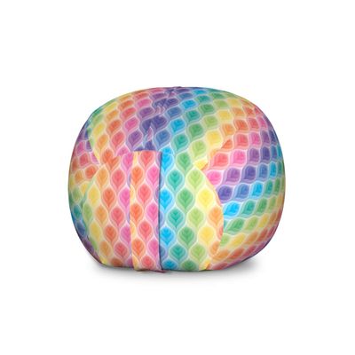 Ambesonne Geometric Storage Toy Bag Chair, Rainbow Colored Ornamental Vintage Floral Arrangement Leaf Pattern Retro Design, Stuffed Animal Organizer Washable Bag, Large Size, Blue Green