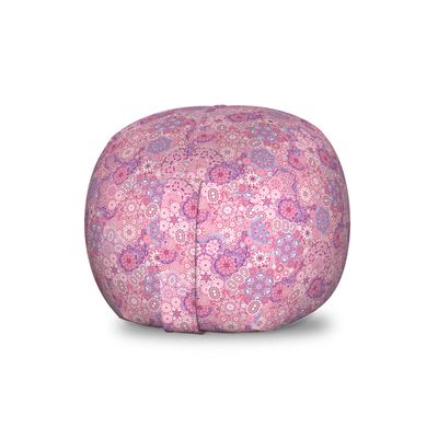 Ambesonne Mauve Storage Toy Bag Chair, Orient Bohemian Paisley Pattern Floral Folkloric Design, Stuffed Animal Organizer Washable Bag, Small Size, Rose Pink
