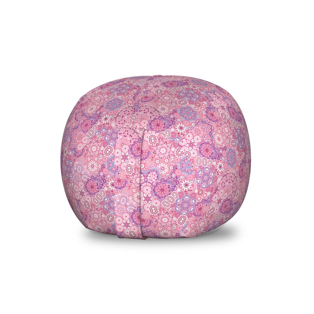 Ambesonne Mauve Storage Toy Bag Chair, Orient Bohemian Paisley Pattern Floral Folkloric Design, Stuffed Animal Organizer Washable Bag, Small Size, Rose Pink