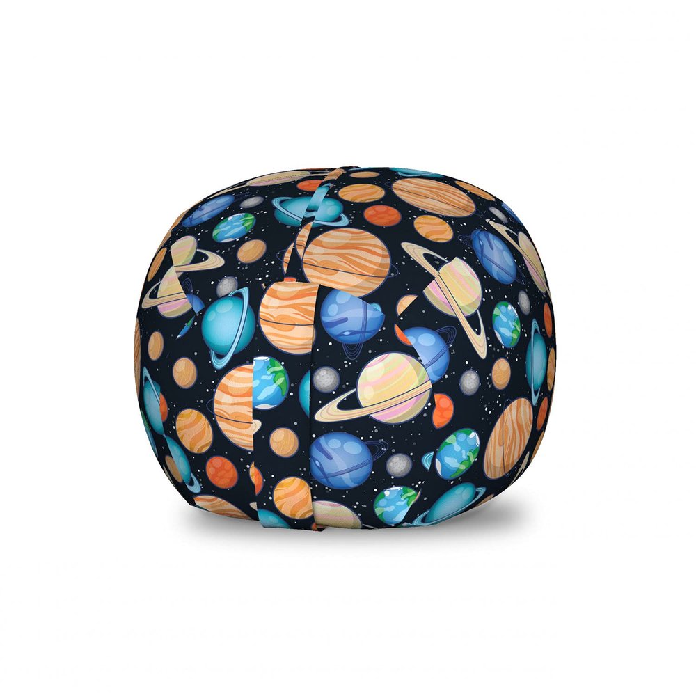 Ambesonne Galaxy Storage Toy Bag Chair, Galaxy Space Art Solar System Planets Mars Mercury Uranus Jupiter Venus Print, Stuffed Animal Organizer Washable Bag, Small Size, Salmon Blue