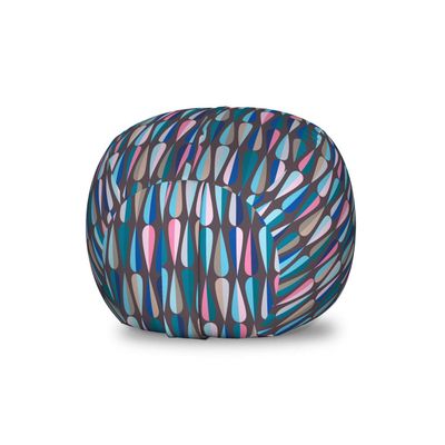 Ambesonne Mid Century Storage Toy Bag Chair, Modern Style Retro Pattern Droplet Shapes Mosaic in Tones, Stuffed Animal Organizer Washable Bag, Small Size, Taupe Blue
