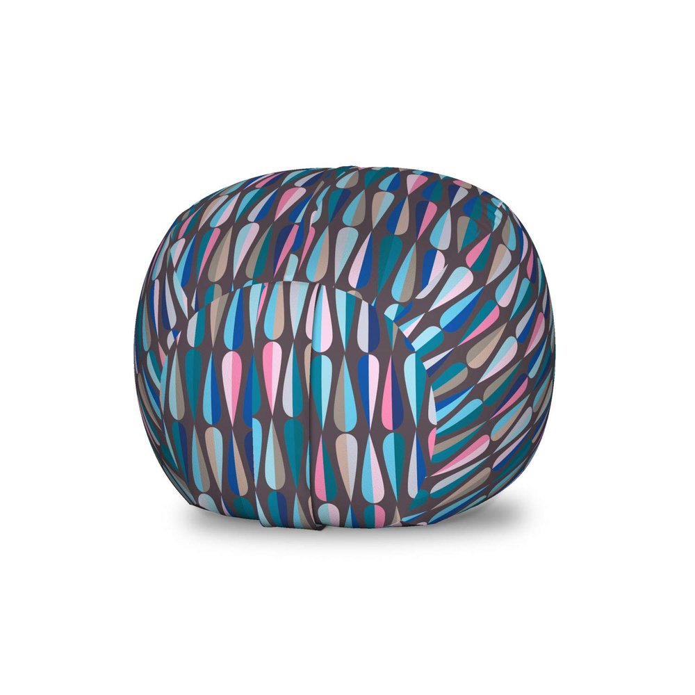 Ambesonne Mid Century Storage Toy Bag Chair, Modern Style Retro Pattern Droplet Shapes Mosaic in Tones, Stuffed Animal Organizer Washable Bag, Small Size, Taupe Blue