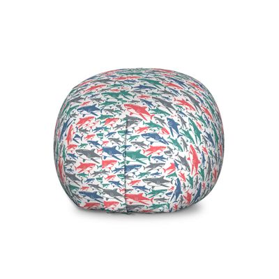 Ambesonne Shark Storage Toy Bag Chair, Colorful Underwater Fish Pattern Masters Survival Predators Dangerous Nature, Stuffed Animal Organizer Washable Bag, Large Size, White Coral