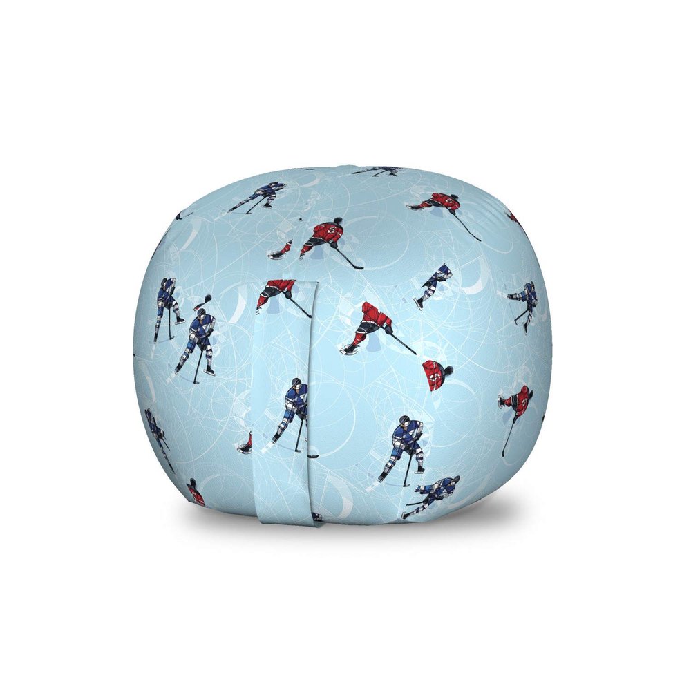 Ambesonne Sport Storage Toy Bag Chair, Abstract Lines Background Ice Hockey Pattern Competitive Match Winter Season, Stuffed Animal Organizer Washable Bag, Small Size, Black Blue