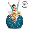 Ambesonne Ballet Storage Toy Bag Chair, Snowflake Ballerina Dancers Noel Winter Themed Christmas Elf Design, Stuffed Animal Organizer Washable Bag, Large Size, Petrol Blue view 3