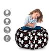 Ambesonne Ghost Storage Toy Bag Chair, Happy Halloween Theme Silly Ghosts on Black Boo Texts Pattern, Stuffed Animal Organizer Washable Bag, Large Size, Vermilion White view 2