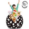 Ambesonne Ghost Storage Toy Bag Chair, Happy Halloween Theme Silly Ghosts on Black Boo Texts Pattern, Stuffed Animal Organizer Washable Bag, Large Size, Vermilion White view 3