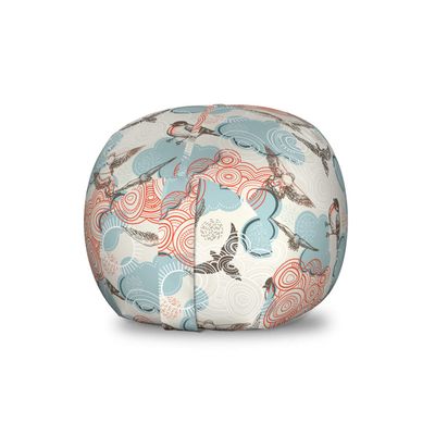 Ambesonne Abstract Storage Toy Bag Chair, Celestial Dashed Theme with Patched Cloud Sparrow Birds and Domestic Pigeons, Stuffed Animal Organizer Washable Bag, Small Size, Multicolor