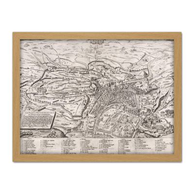 Artery8 Map Doslo 1561 Topographical 16th Century Rome City Plan Artwork Framed Wall Art Print 18X24 Inch