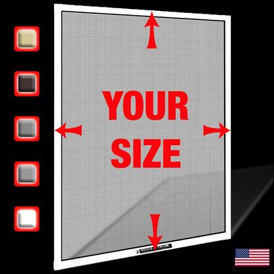 Window Screens Pre-Framed, Ready to Hang - Home Replacement Window Screens - Custom Sizes, Colors & Options - Frame Color: (White), Material Type: (Fiberglass Screen - Gray)