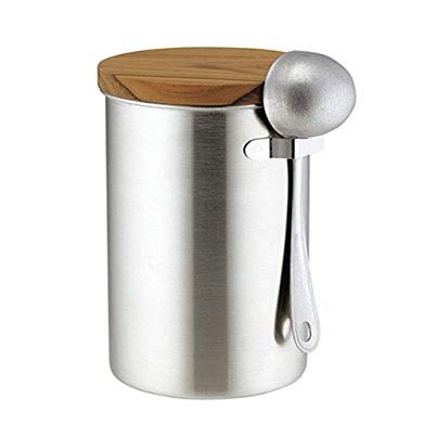 Takakuwa Metal 407866 Stainless Steel Coffee Canister, Satin, Large, Measure Spoon Set