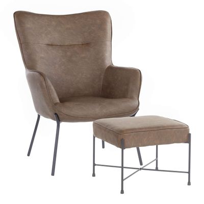 LumiSource Izzy Lounge Chair, Accent Chair with Ottoman, Arm Chair, Accent Chair for Living Room, Comfy Chair for Bedroom, Industrial Chair