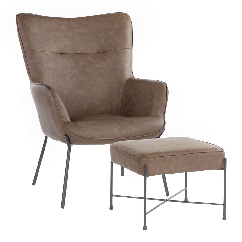 LumiSource Izzy Lounge Chair, Accent Chair with Ottoman, Arm Chair, Accent Chair for Living Room, Comfy Chair for Bedroom, Industrial Chair
