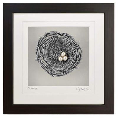 Cynthia Webb Designs Our Nest Pewter Wall Art, Large, Espresso Wood Frame