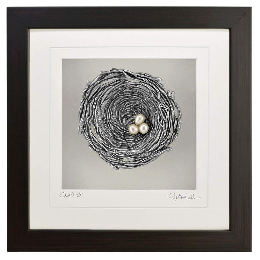 Cynthia Webb Designs Our Nest Pewter Wall Art, Large, Espresso Wood Frame