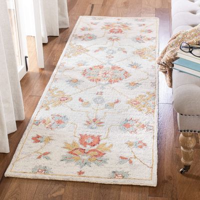 SAFAVIEH Micro-Loop Collection Runner Rug - 2'3" x 7', Silver & Red, Handmade Wool, Ideal for High Traffic Areas in Living Room, Bedroom (MLP534G)
