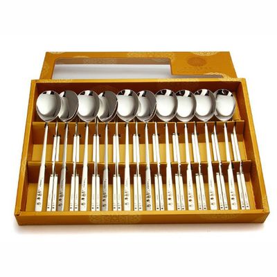 Glodenbell High Quality Spoon Chopstick Stainless Steel Korean Flat Metal Chop Sticks