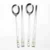 Glodenbell High Quality Spoon Chopstick Stainless Steel Korean Flat Metal Chop Sticks view 3