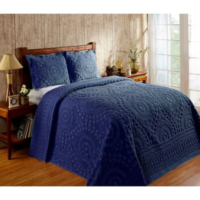 Better Trends 1 Piece Chenille Bedspread Full/Double Size 100% Cotton Chenille Bedding Lightweight Medallion Pattern Bedroom Decor Rio Collection