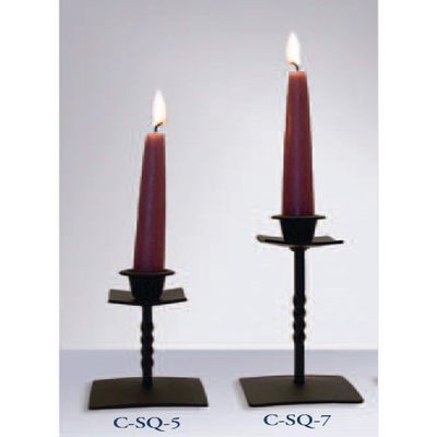 Village Wrought Iron C-SQ-5 Taper Candle Holder Approx 4.5 to 5 Inches High, Black
