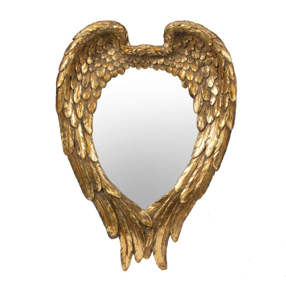 A&B Home 21.75" Gold Vintage Style Angel Wing Framed Oval Shaped Wall Mirror